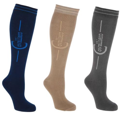 Podkolanówki jeździeckie Flex 3 pack, granatowy/szary/brązowy, Covalliero