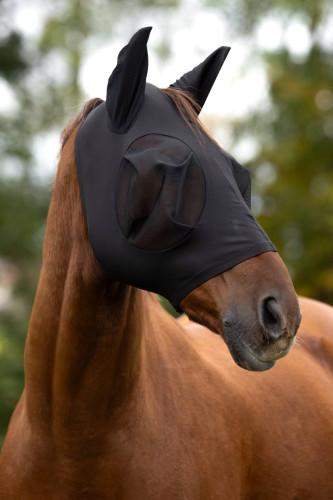 Maska przeciwowadowa dla konia FinoStretch Zipper, czarna, Covalliero