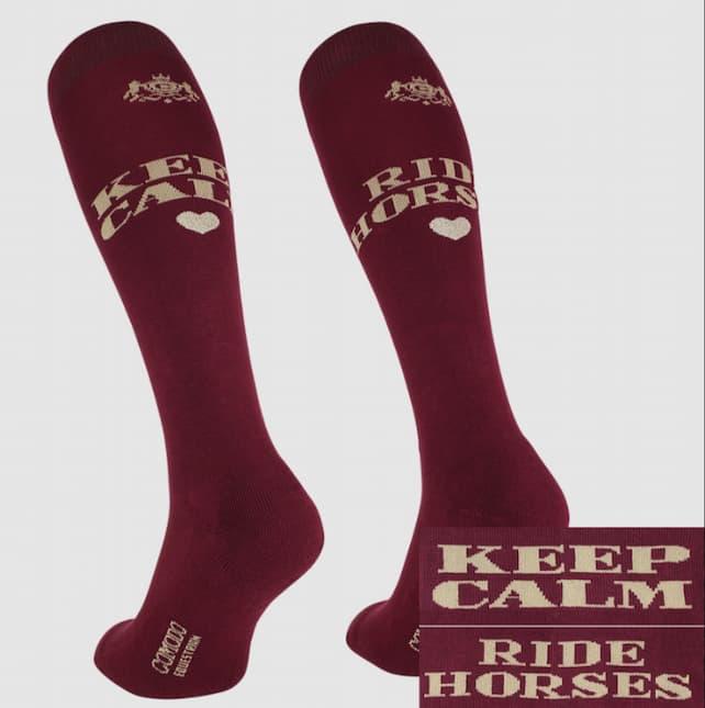 Podkolanówki MONDO-CALZA Keep Calm burgund